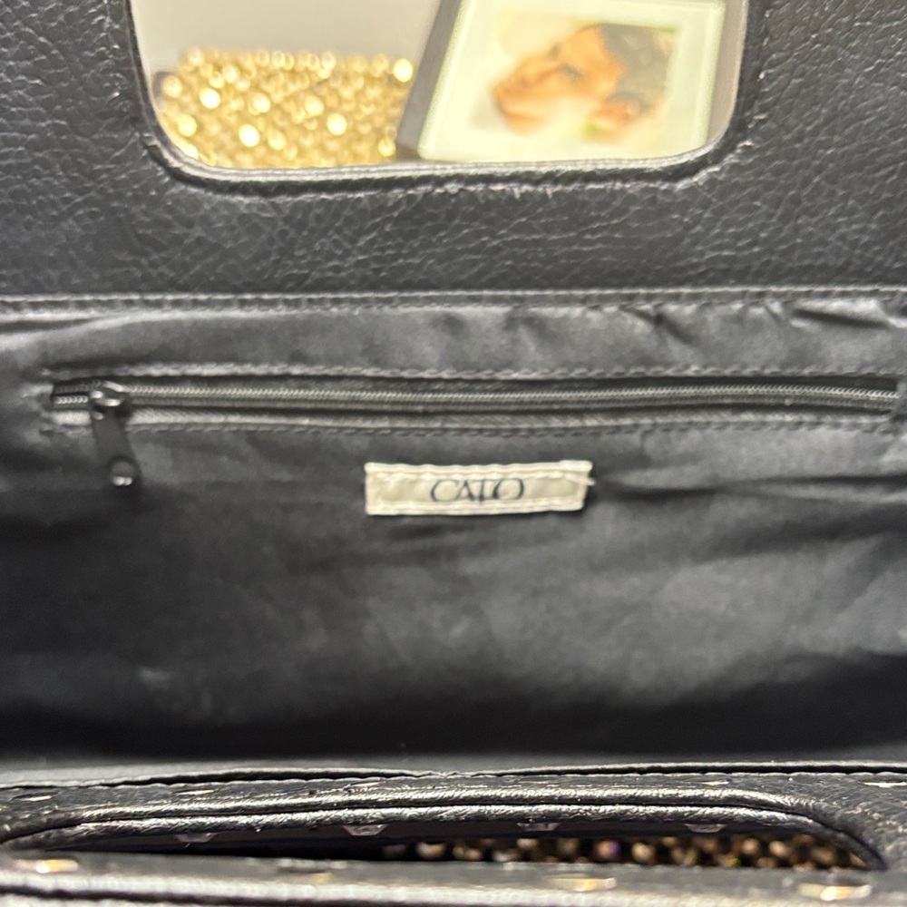 Elegant Black Lace Clutch with Studded Rhinestone Handle - Picture 6 of 10
